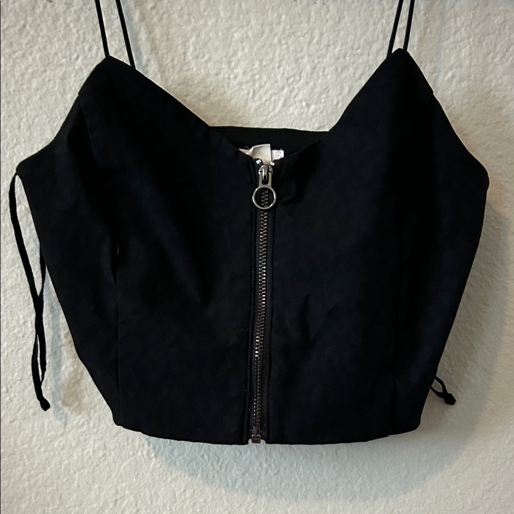 Garage Black Zippered Crop Top
